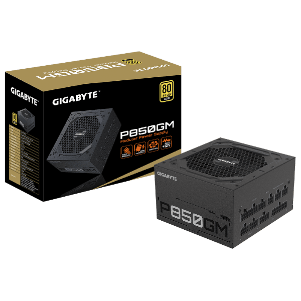 ספק כוח GIGABYTE P850GM ATX V12 עם מאוורר 120mm ו-80 PLUS GOLD